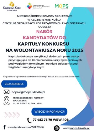 NABÓR KANDYDATÓW DO KAPITUŁY KONKURSU NA WOLONTARIUSZA ROKU 2025