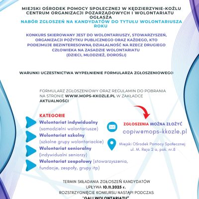 Konkurs na "WOLONTARIUSZA ROKU 2025" w Kędzierzynie-Koźlu