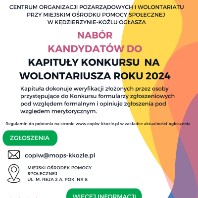 Nabór kandydatów do kapituły konkursu na wolontariusza roku 2024