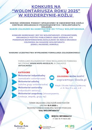 Konkurs na "WOLONTARIUSZA ROKU 2025" w Kędzierzynie-Koźlu